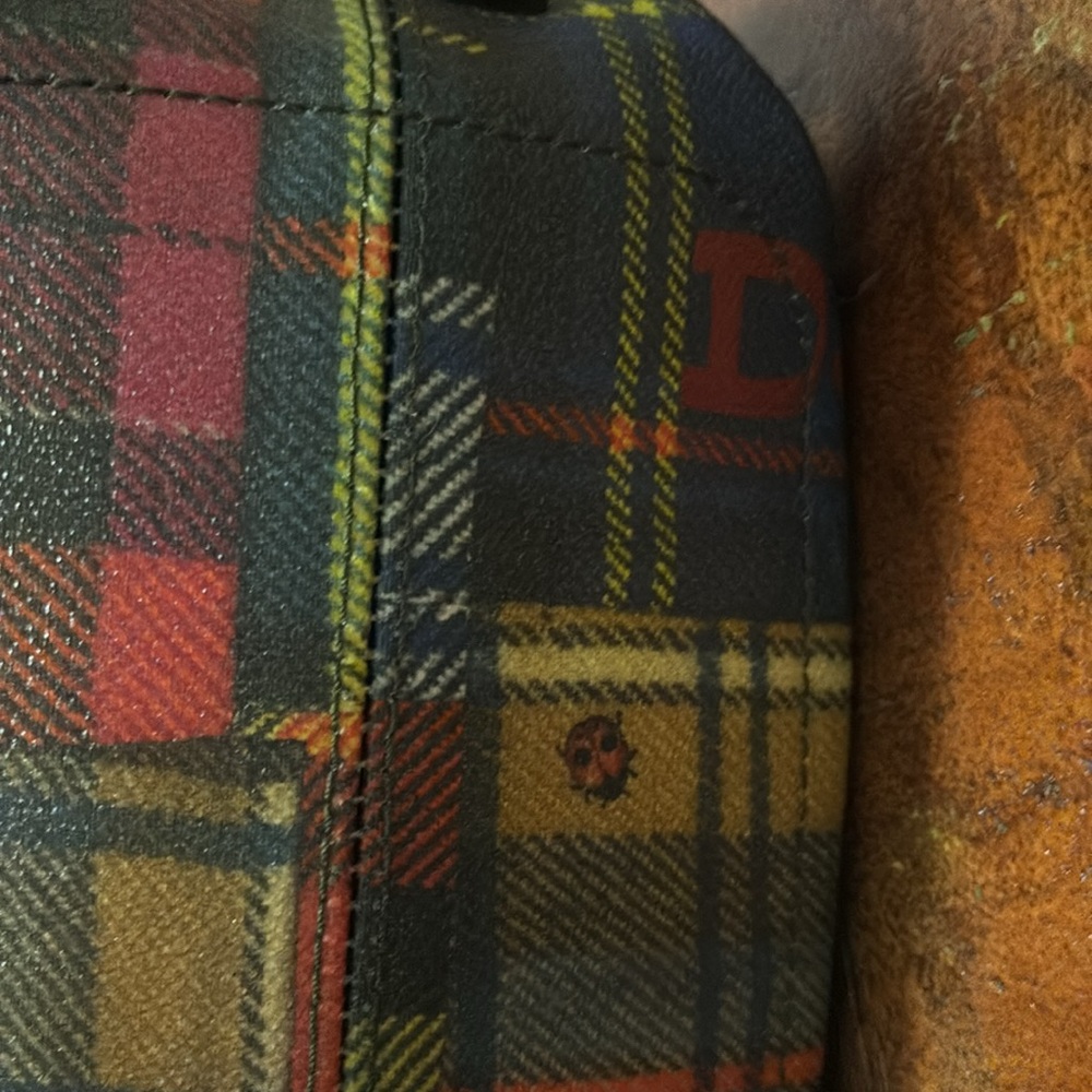 Vintage Dooney & Bourke Madras Ladybug Picnic Patchwork Plaid Handbag - Picture 6 of 15